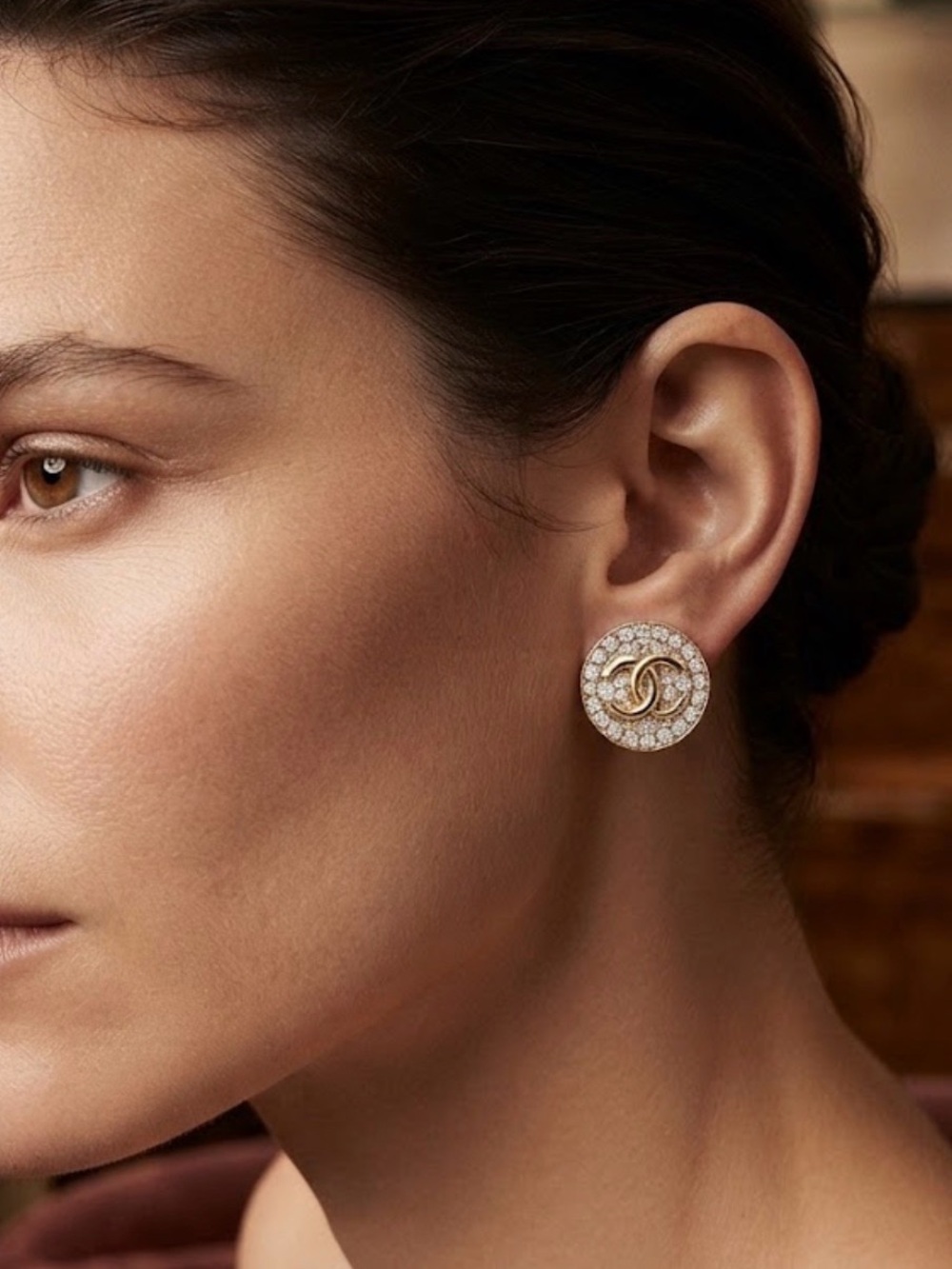 CHANEL Crystal Disc Earrings